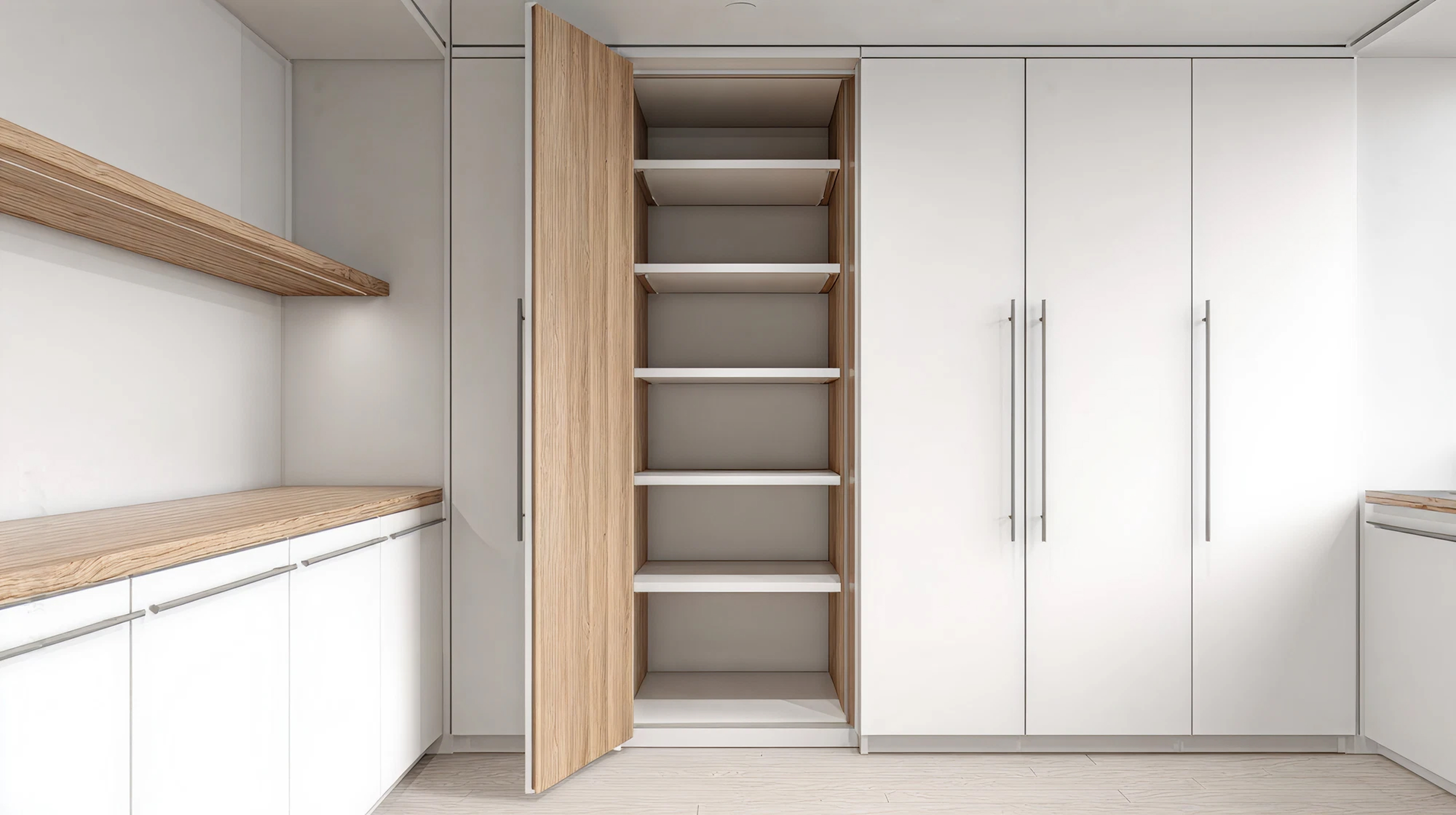 White shaker kitchen cabinets with gold handles