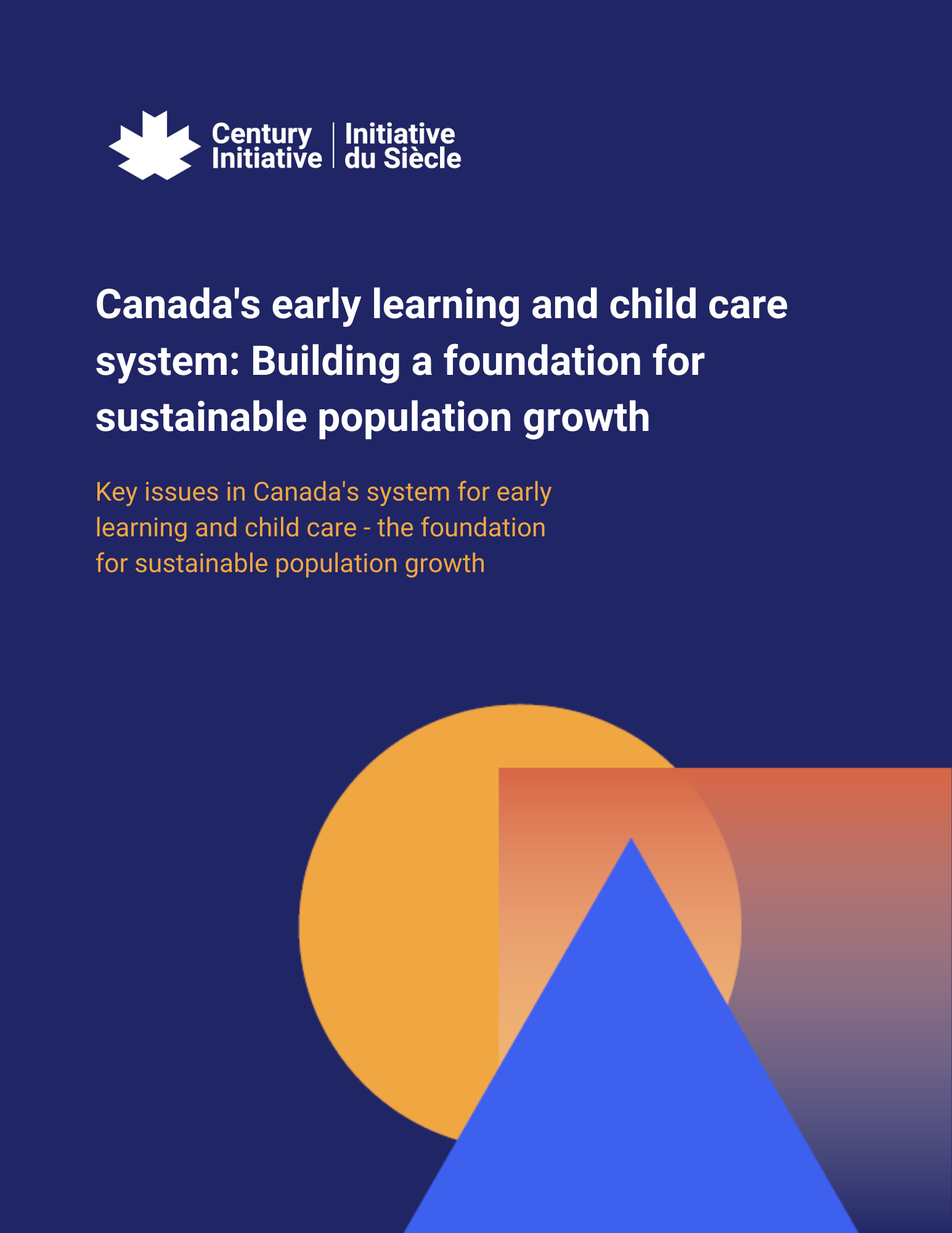 Front cover of Century Initiative report with abstract shapes