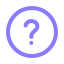 Purple question mark inside a circle on a white background.