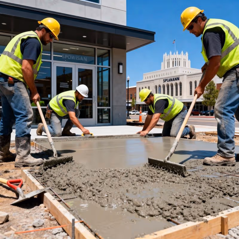 Commercial Concrete Services job being done at a bank in spokane wa