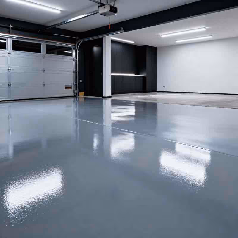 A garage floor with fresh epoxy coating in spokane wa