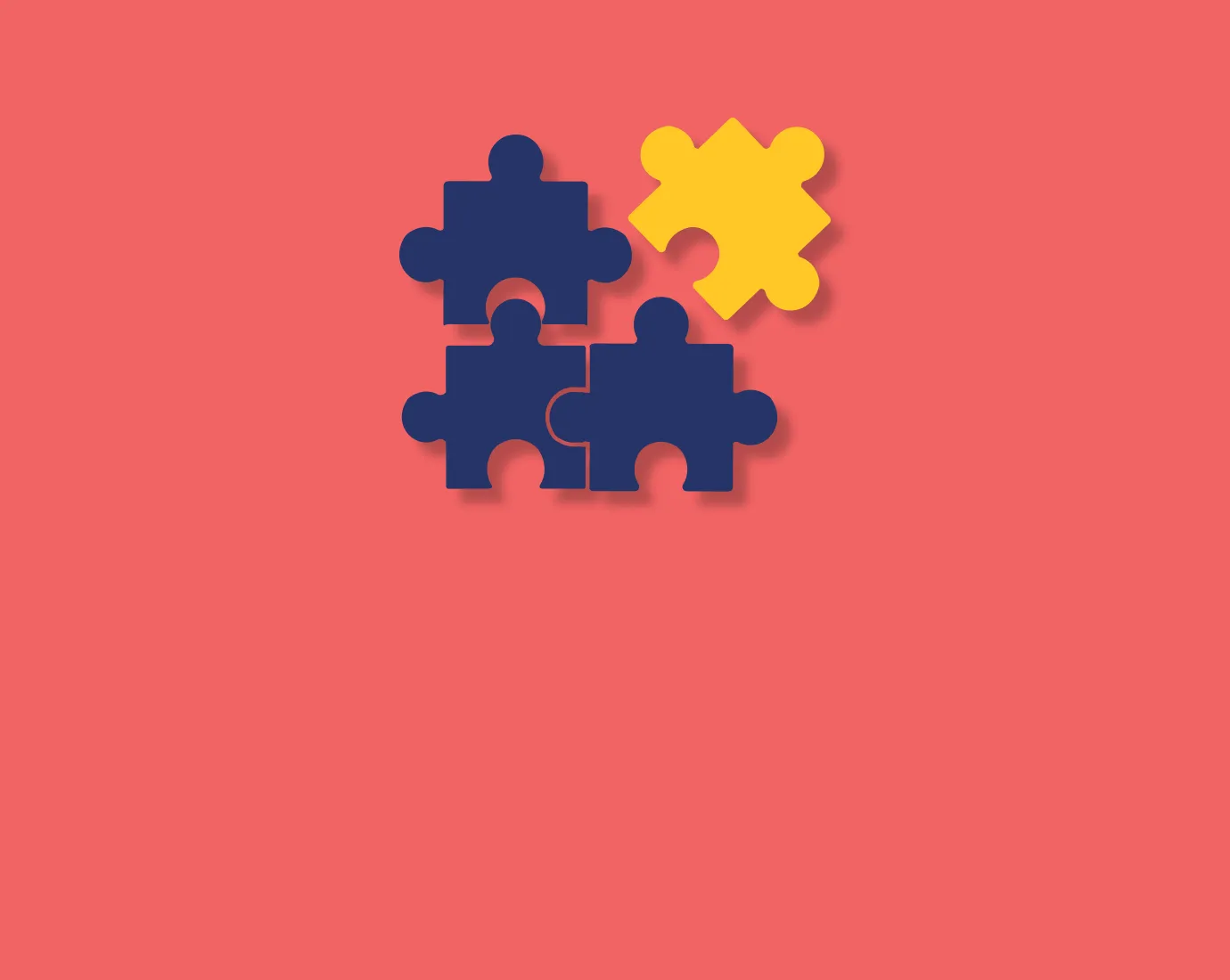 Two pieces of a puzzle on a pink background.