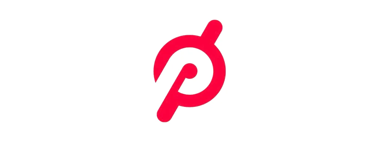 A red pin logo on a white background.