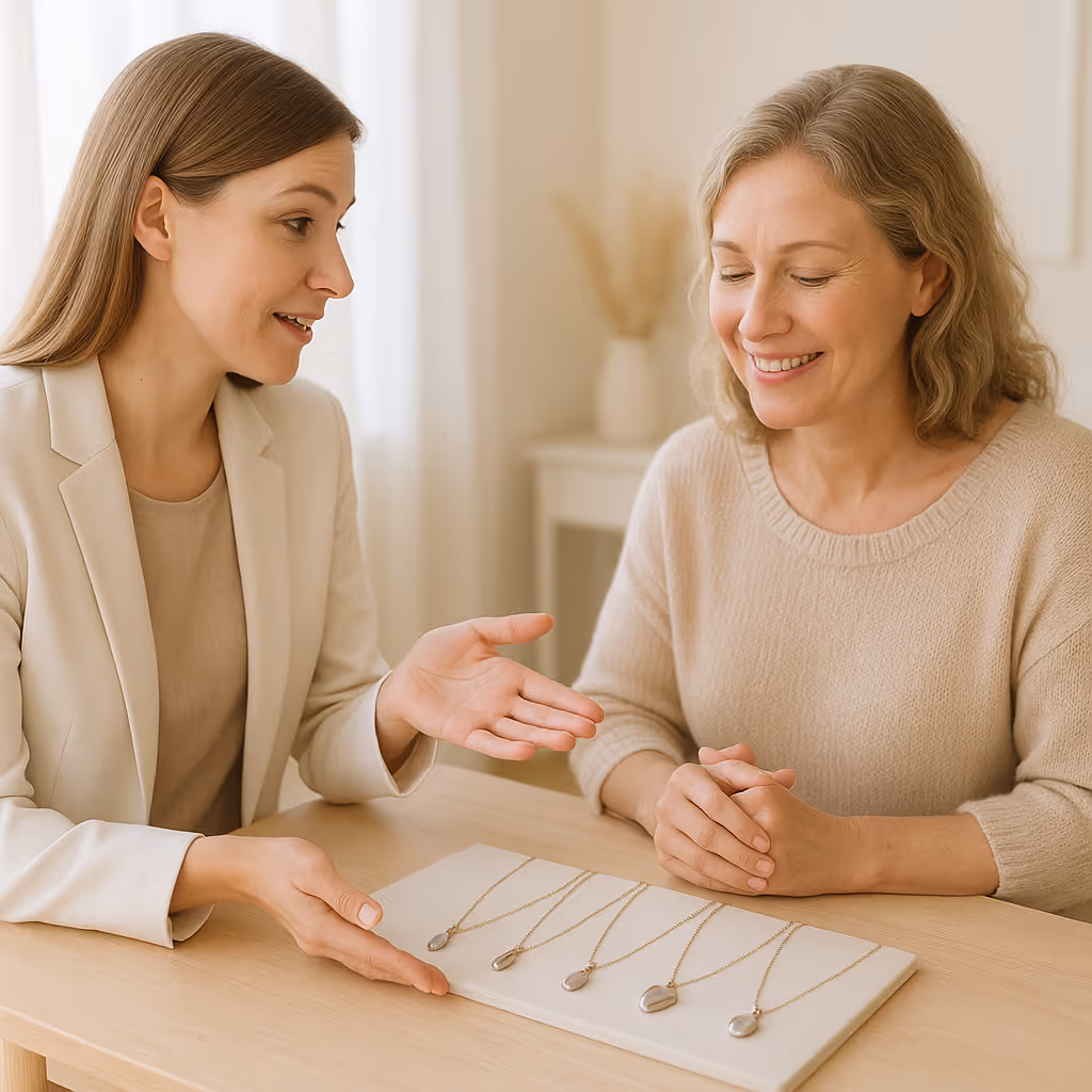 Una mujer asesora sobre el procedimiento de una cremación y los trámites pertinentes.