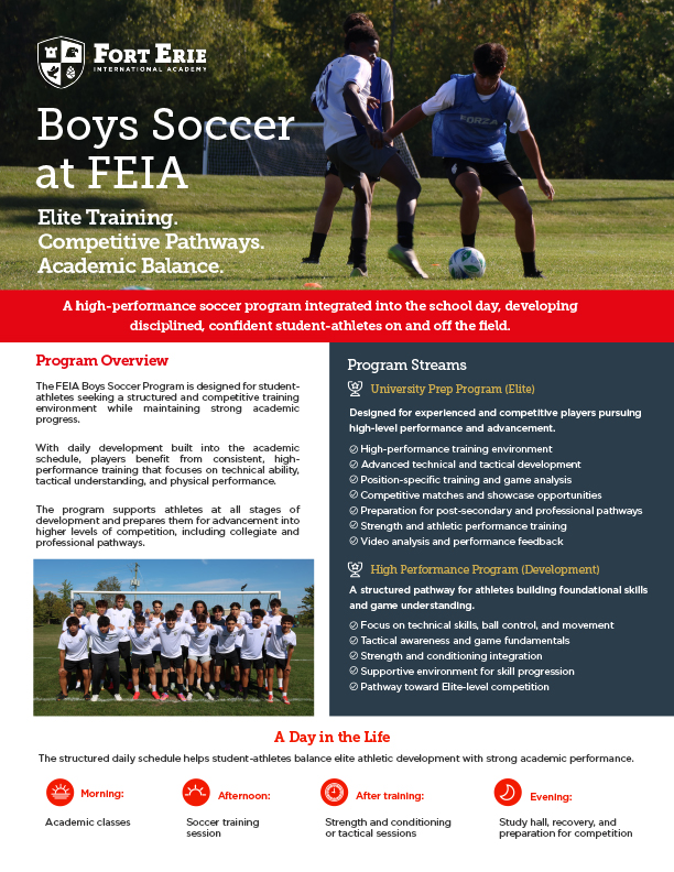 Cover of the FEIA Boys Soccer program brochure