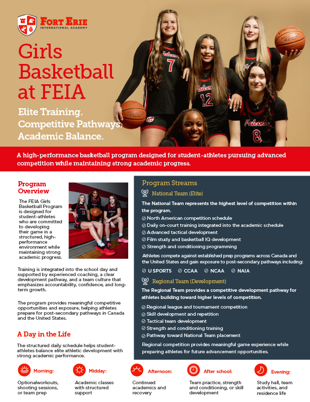 Cover of the FEIA Girls Basketball program brochure