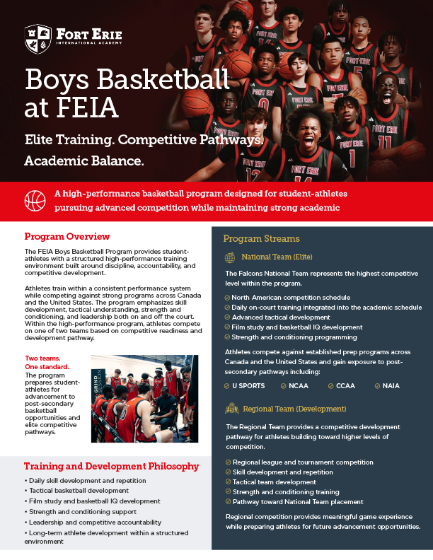 Cover of the FEIA Boys Basketball program brochure
