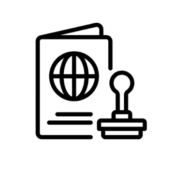 Icon of a globe with a checkmark and two person silhouettes representing global user validation.