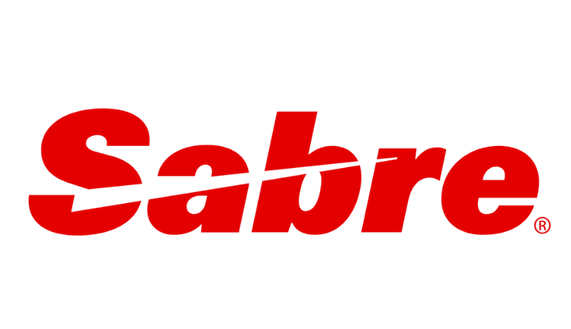 Red Sabre logo with a horizontal diagonal line cutting through the middle of the text.