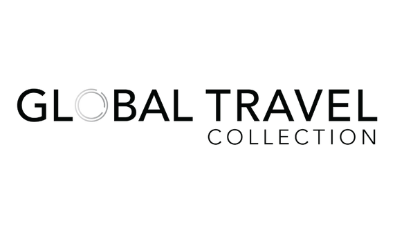 Logo with text 'GLOBAL TRAVEL COLLECTION' where the letter O in GLOBAL is represented by a stylized white circle.