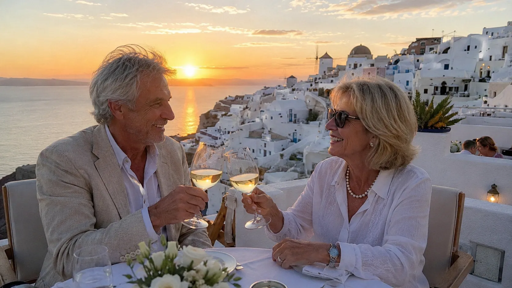 Grace and Noah in Santorini