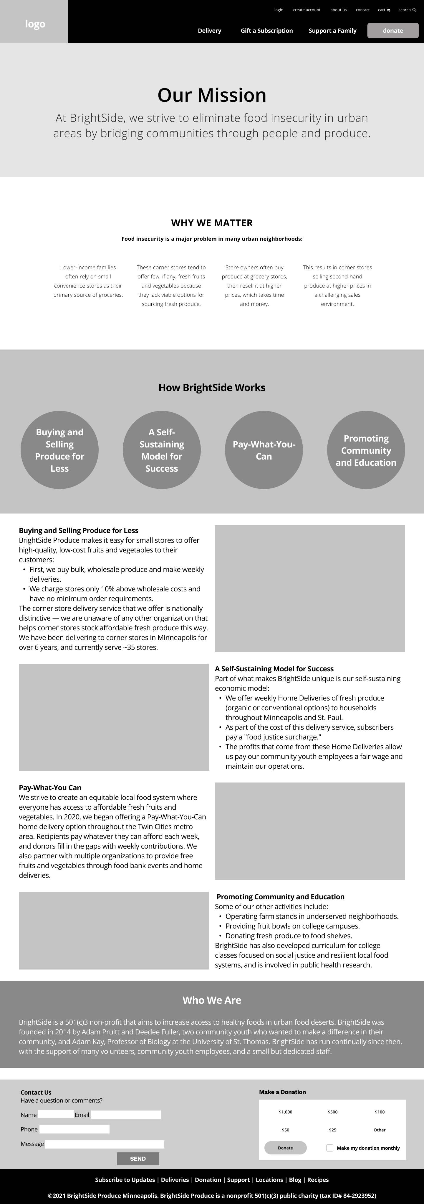 Low-fidelity homepage design