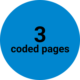 Blue circle with text "3 coded pages"