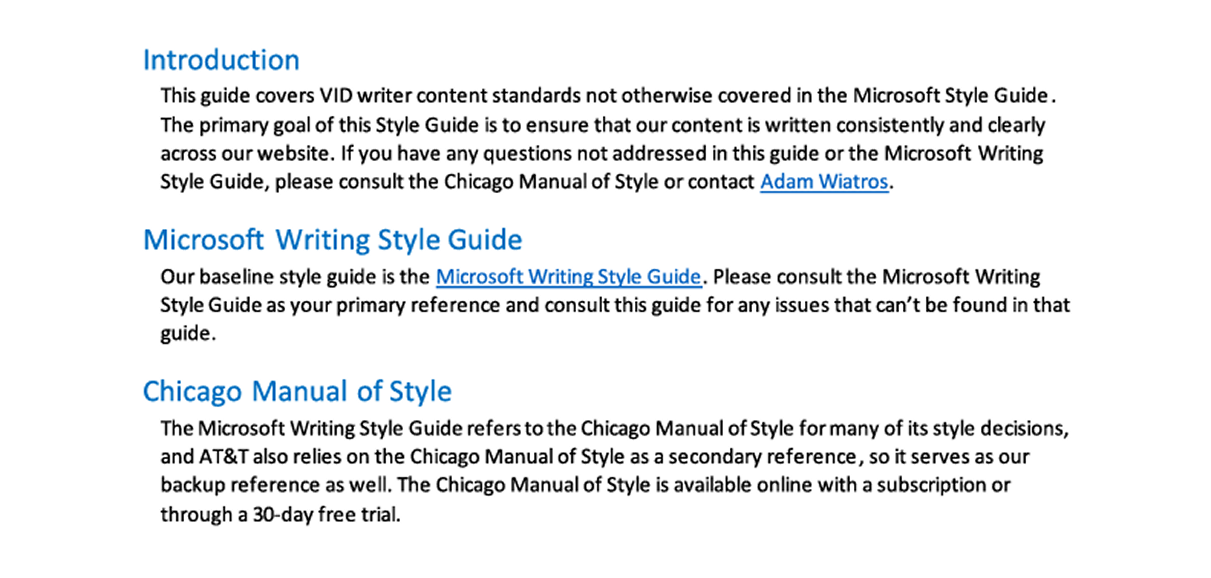 Screenshot of page from a writing style guide