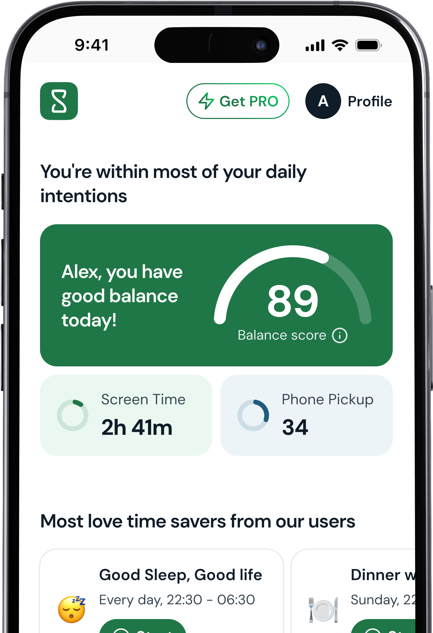 Main Page for Scrolloc Screen Time Control App