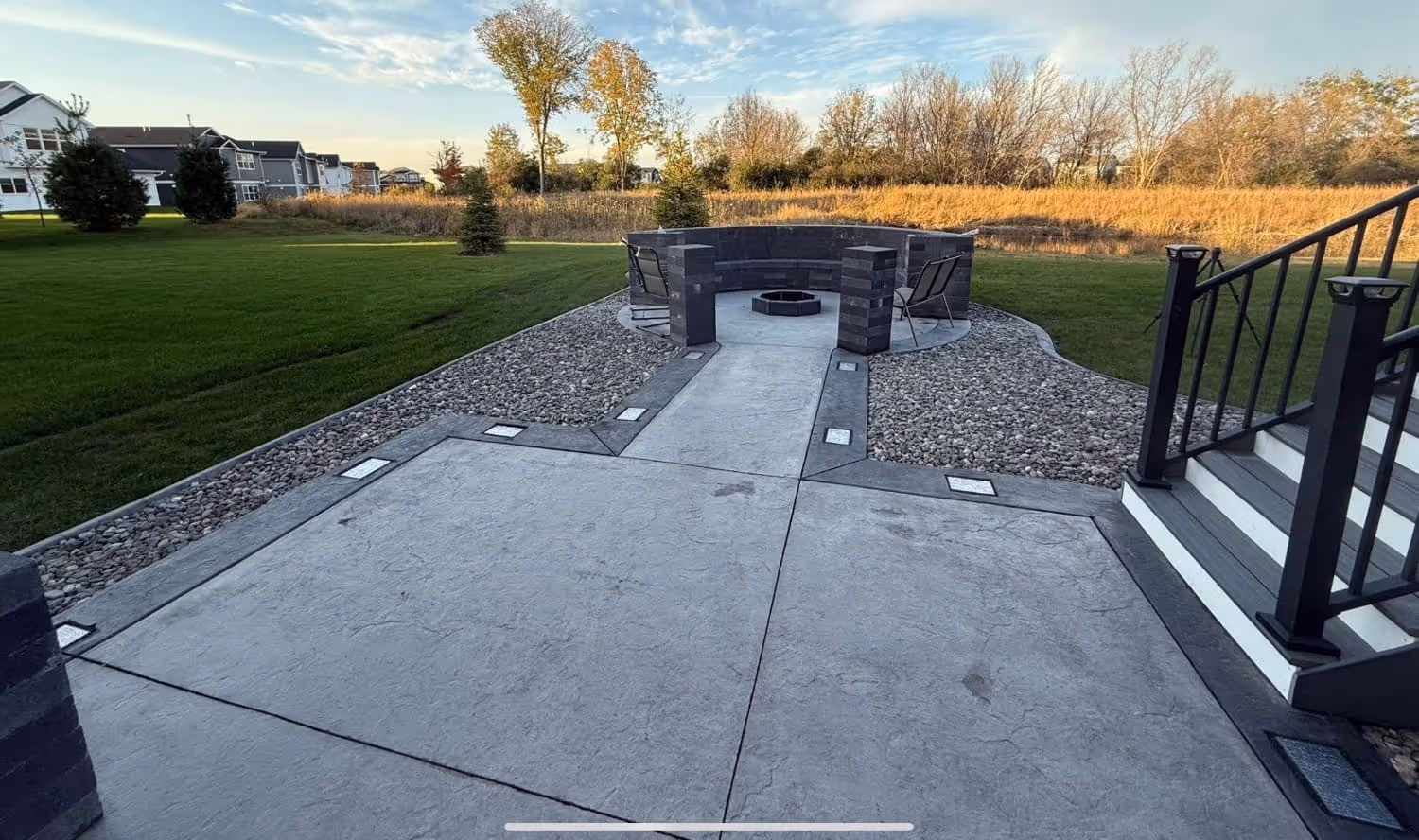 concrete path to fire pit