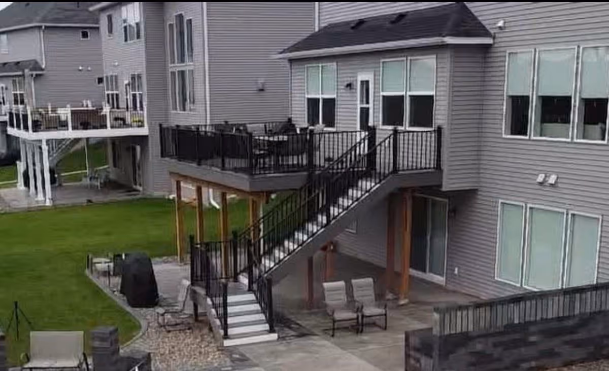large deck connected to house