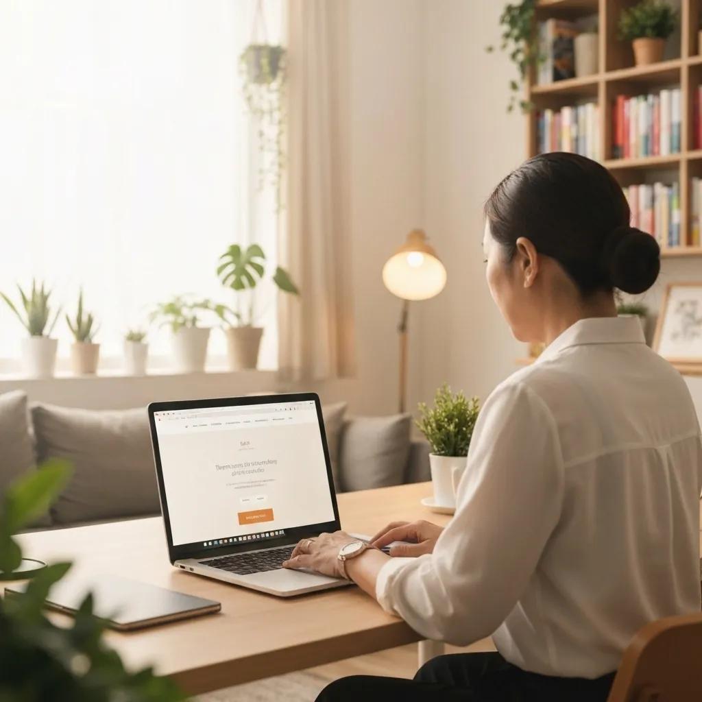Conversion-focused website design displayed on a laptop in a cozy workspace