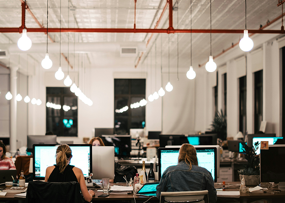 A group of startup workers thriving as a team