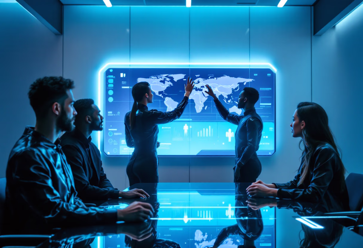 image of a business meeting for data analytics and business intelligence