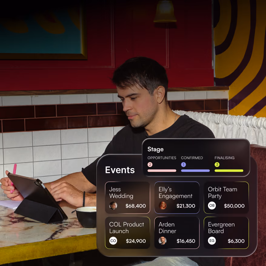 Functions works like a CRM, see each event progress through delivery stage.