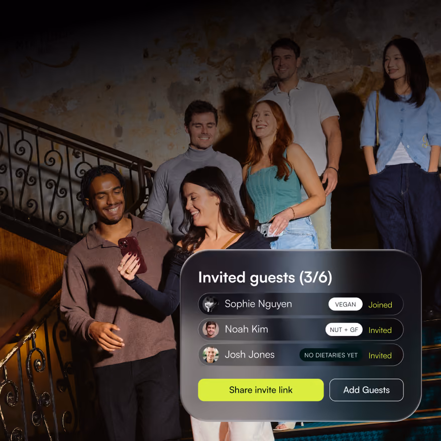me&u allows bookers to invite all guests, allowing everyone to submit and requirements before booking and growing your customer list.