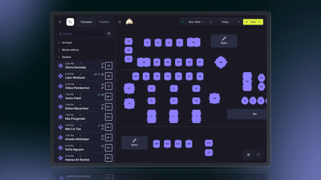 Table plan UI preview