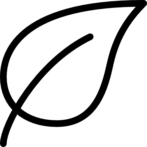 Ein einfaches schwarzes Umrisssymbol eines Blattes mit zentraler Ader.