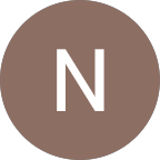 Weißer Buchstabe N auf braunem rundem Hintergrund.
