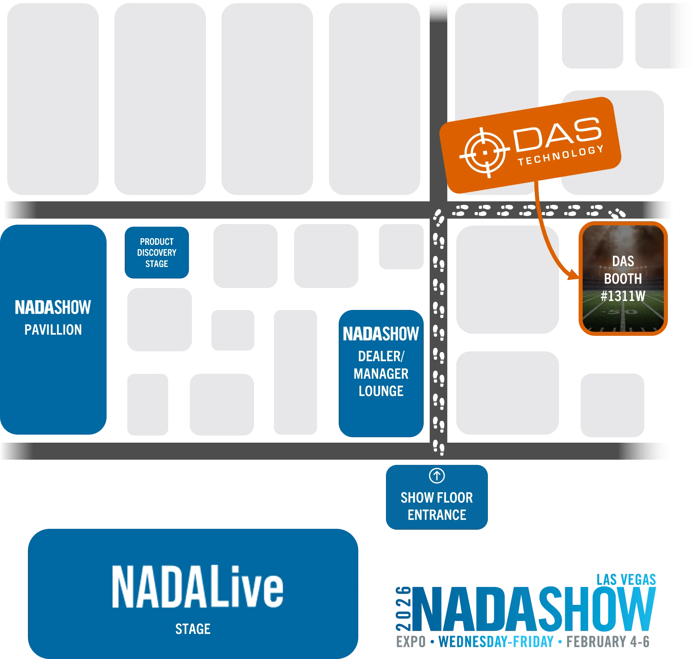 Map to DAS Booth 1311W for NADA Show 2026 in Las Vegas