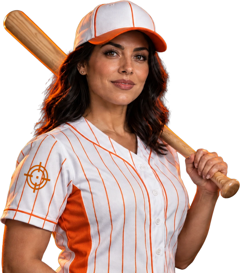 DAS baseball campaign character holding a bat