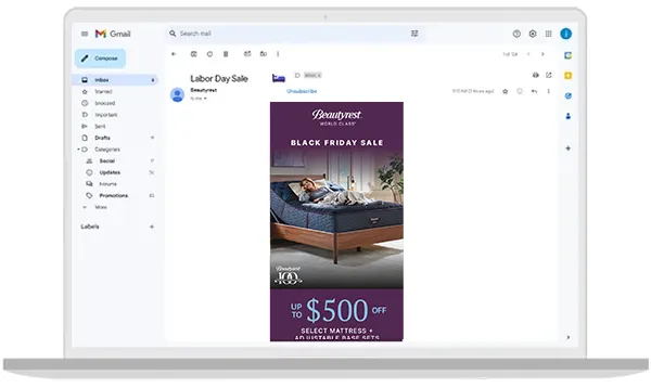 Email campaign on a laptop