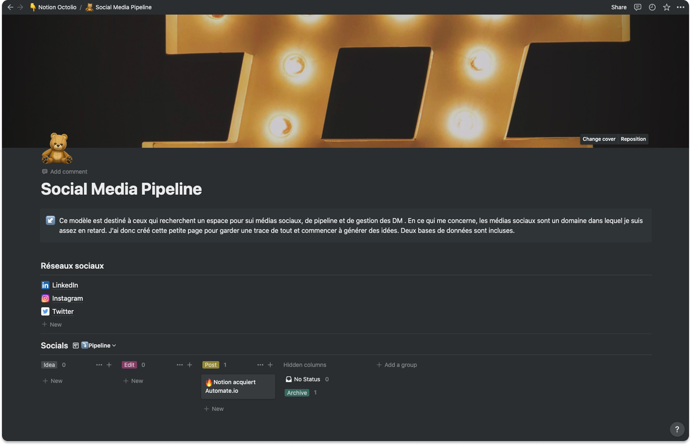 Template Notion planner