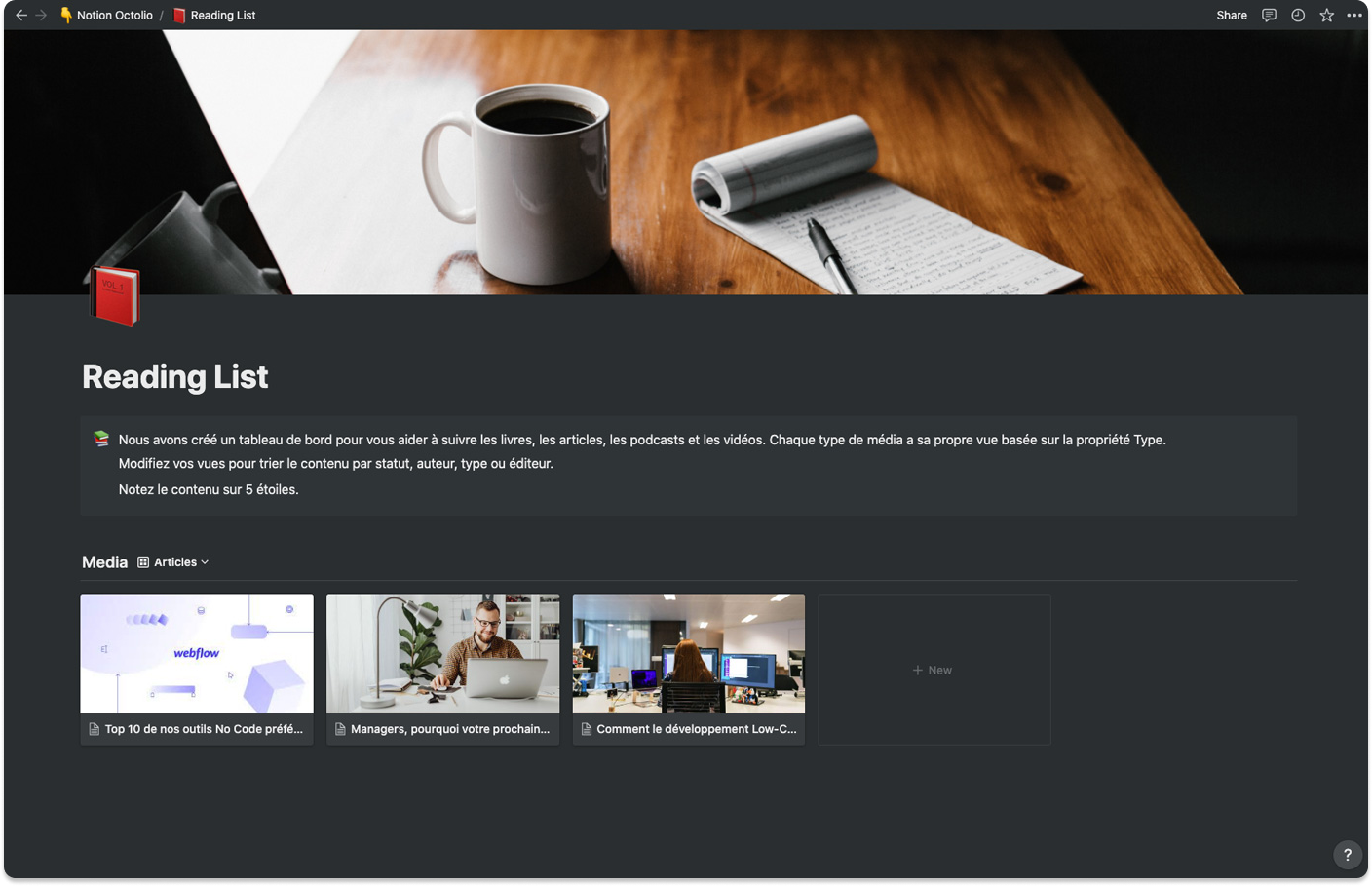 Template Notion reading list