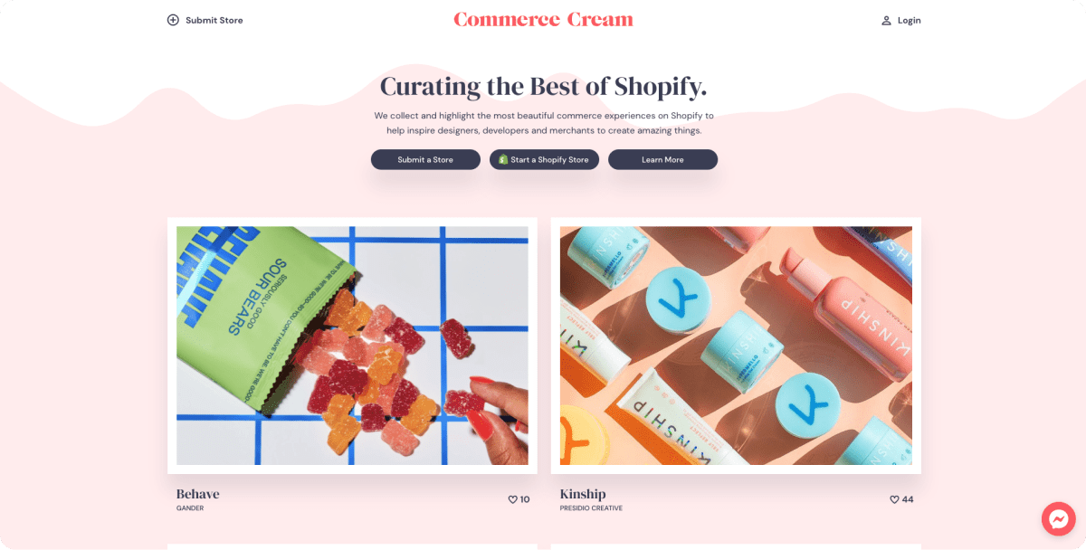 Inspiration webdesign - Commerce Cream