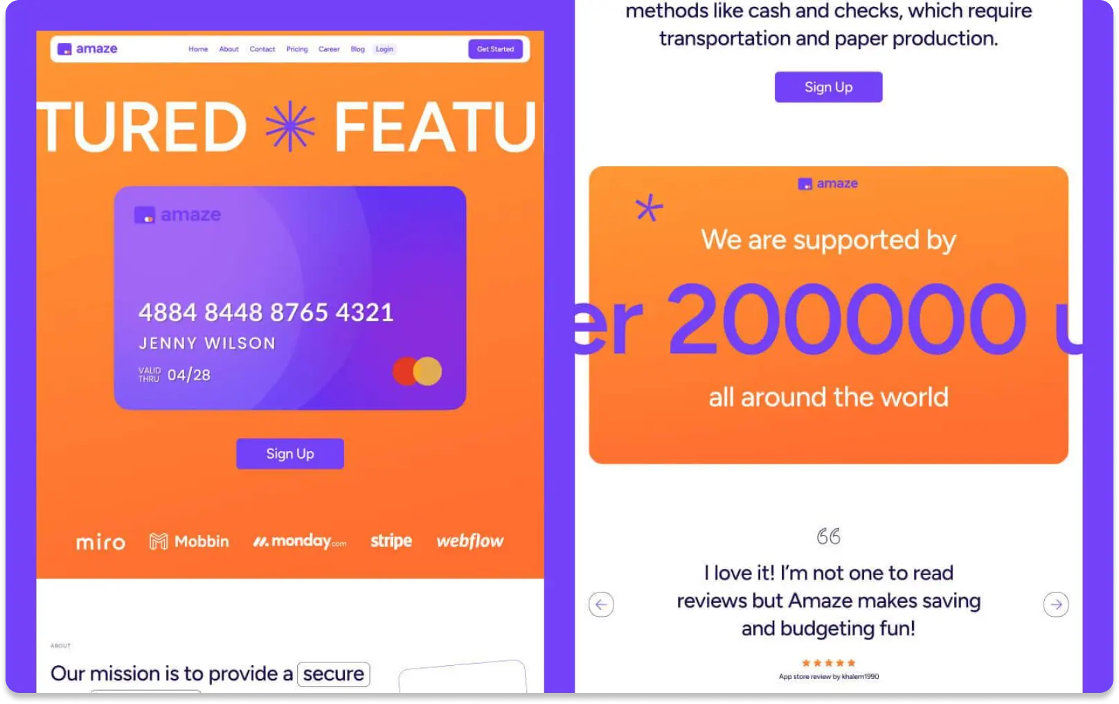 Amaze template for saas