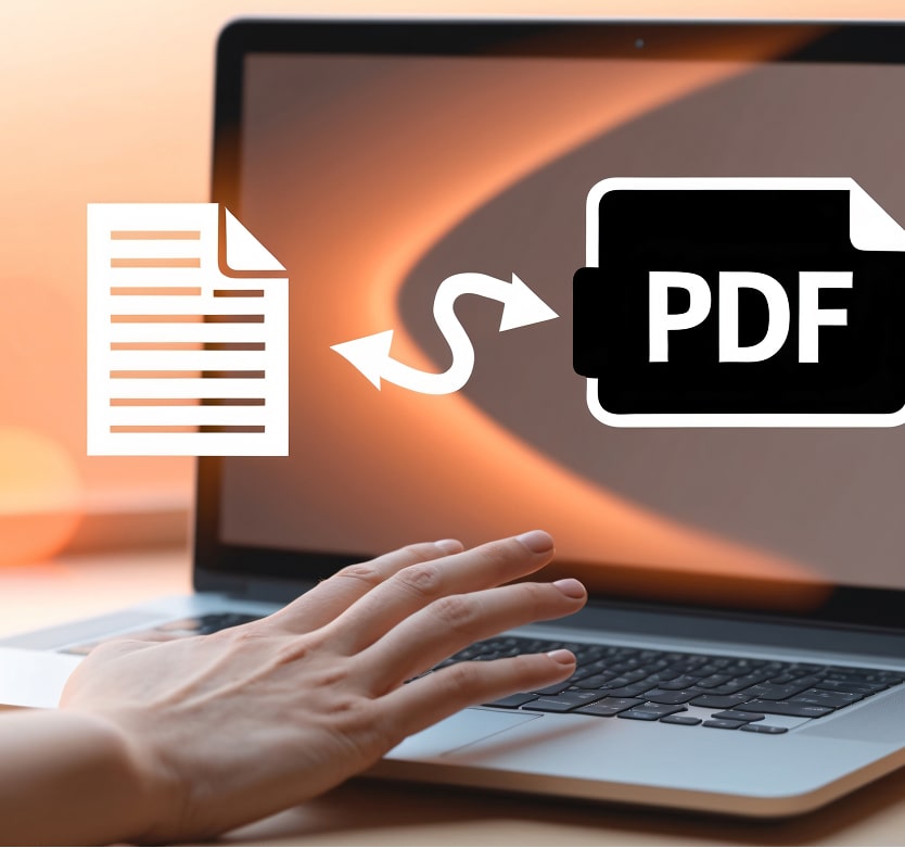 Computer screen converting scanned files into PDF format