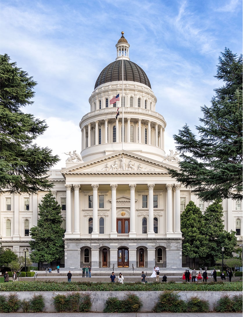 Government capitol building with dome and columns