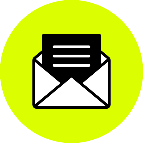 Email Icon in a fluro yellow circle