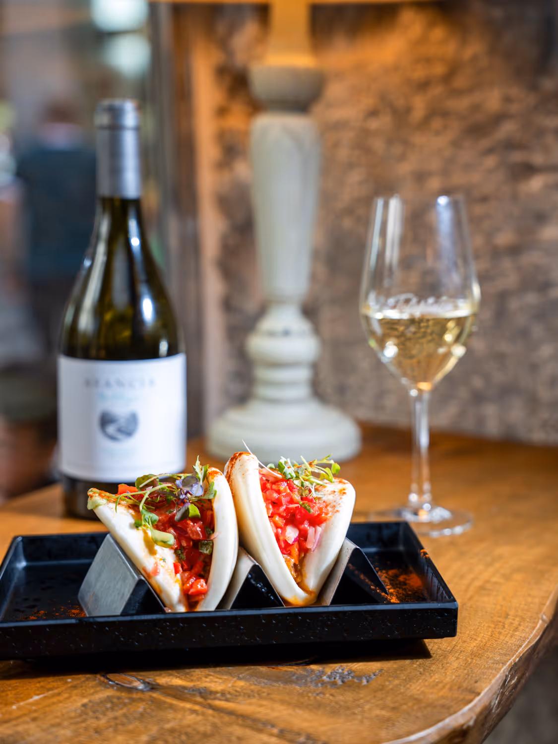 Pan Bao mit Kutteln und Pico de Gallo (2 Stück) Pan Bao de Callos