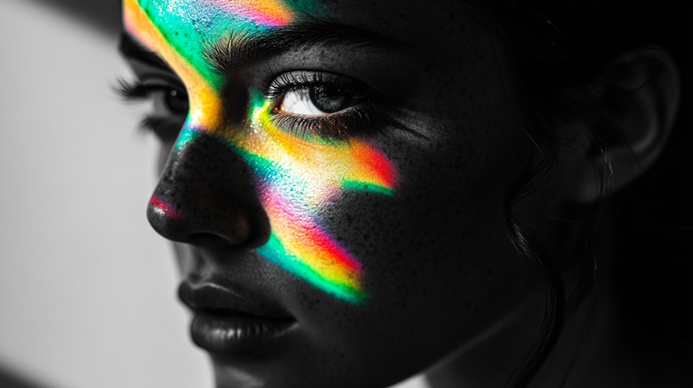 Dramatic portrait of a woman with a thin veil over her face