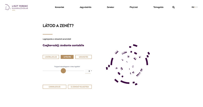 A „Látod a zenét?” logógenerátor a weboldalon, Csajkovszkij Andante cantabiléjával