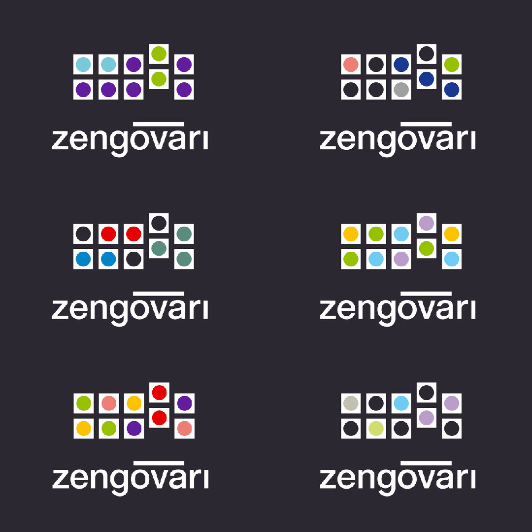 A Zengővári dinamikus logójának hat színváltozata