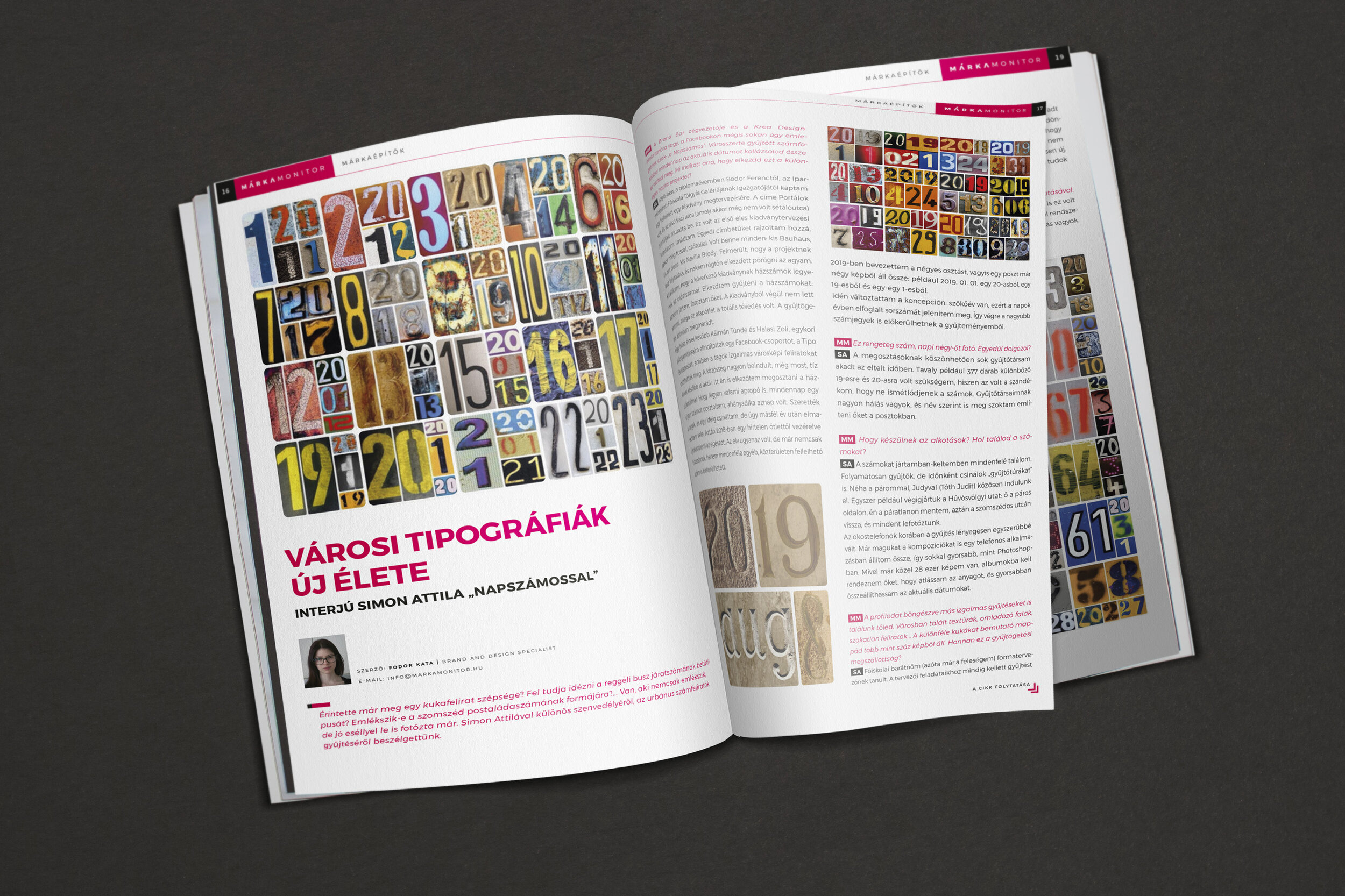 A „Városi tipográfiák új élete” interjú a Márkamonitor magazinban, számfeliratfotókkal