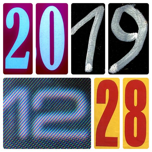 Utcai számfeliratokból kirakott dátum: 2019. 12. 28.