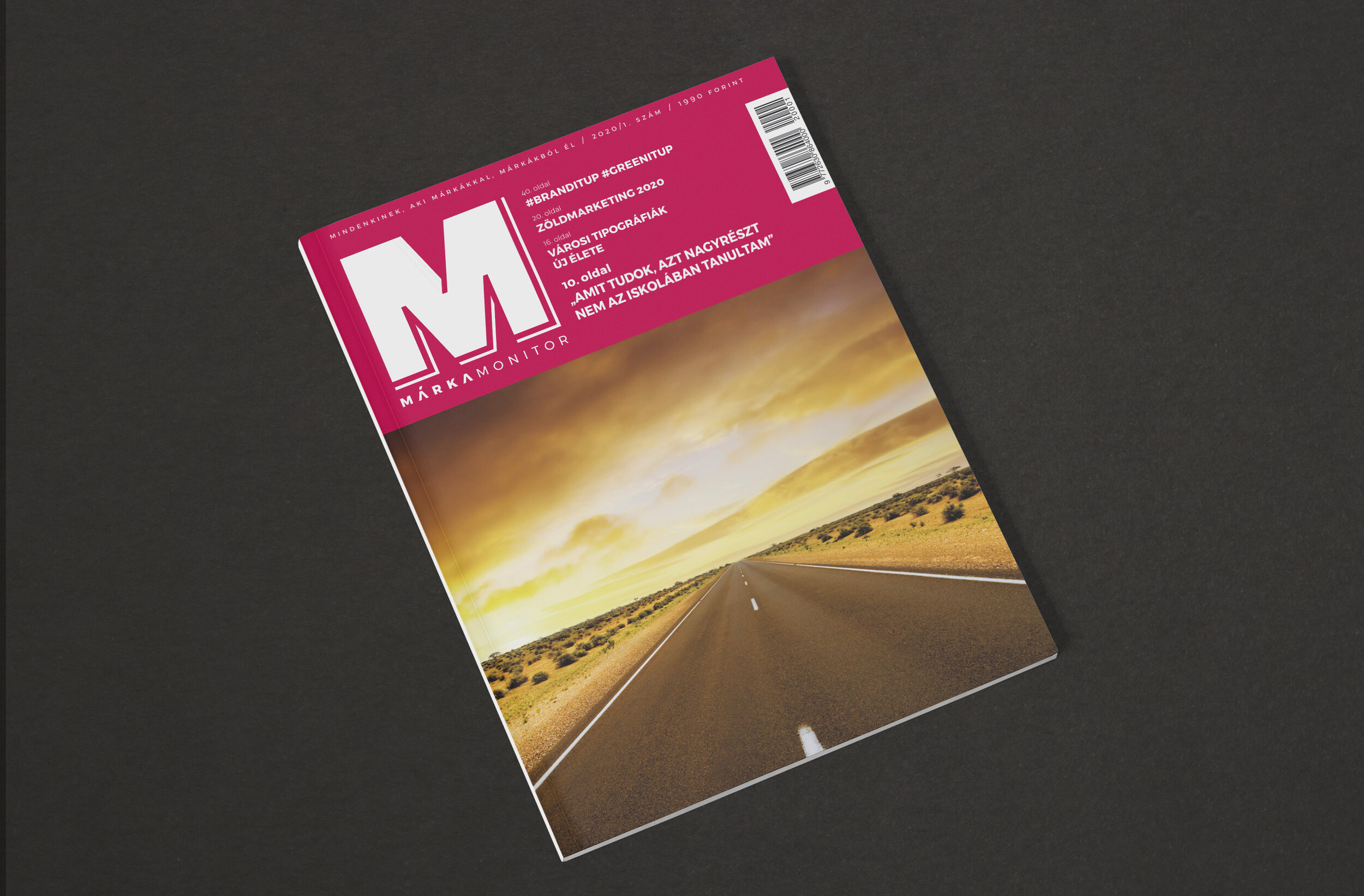 A Márkamonitor magazin címlapja egy sivatagi úttal