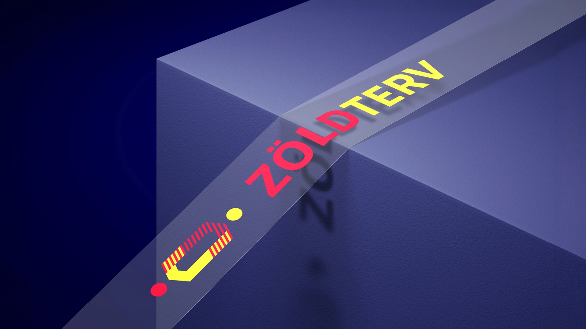 A Zöldterv logója egy áttetsző térbeli sávon – arculat- és webtervezés