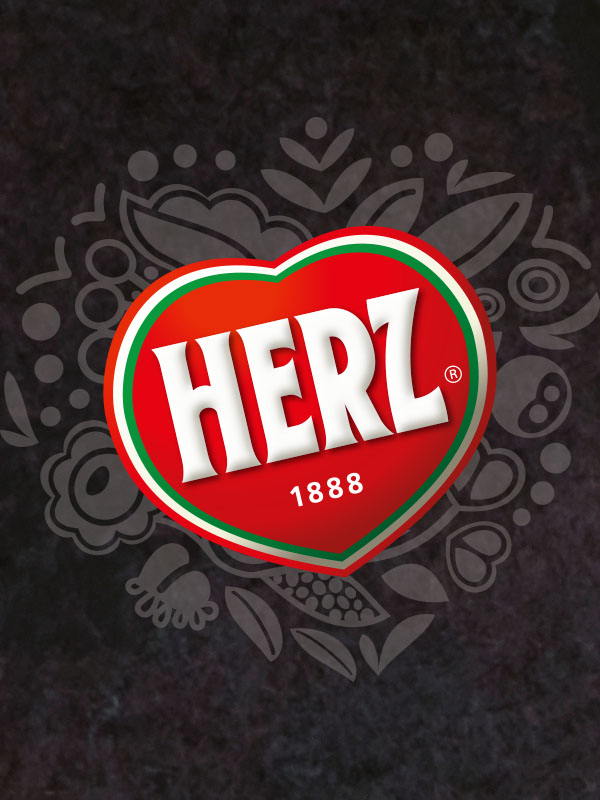 A Herz logója sötét, díszített háttéren