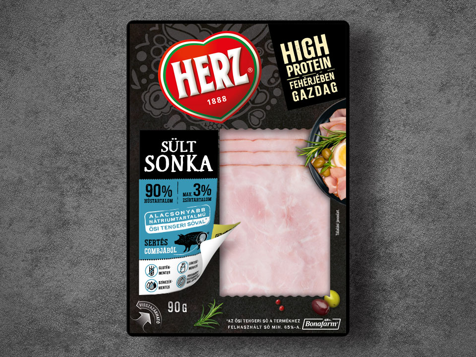 Herz High Protein sült sonka tálcás csomagolása