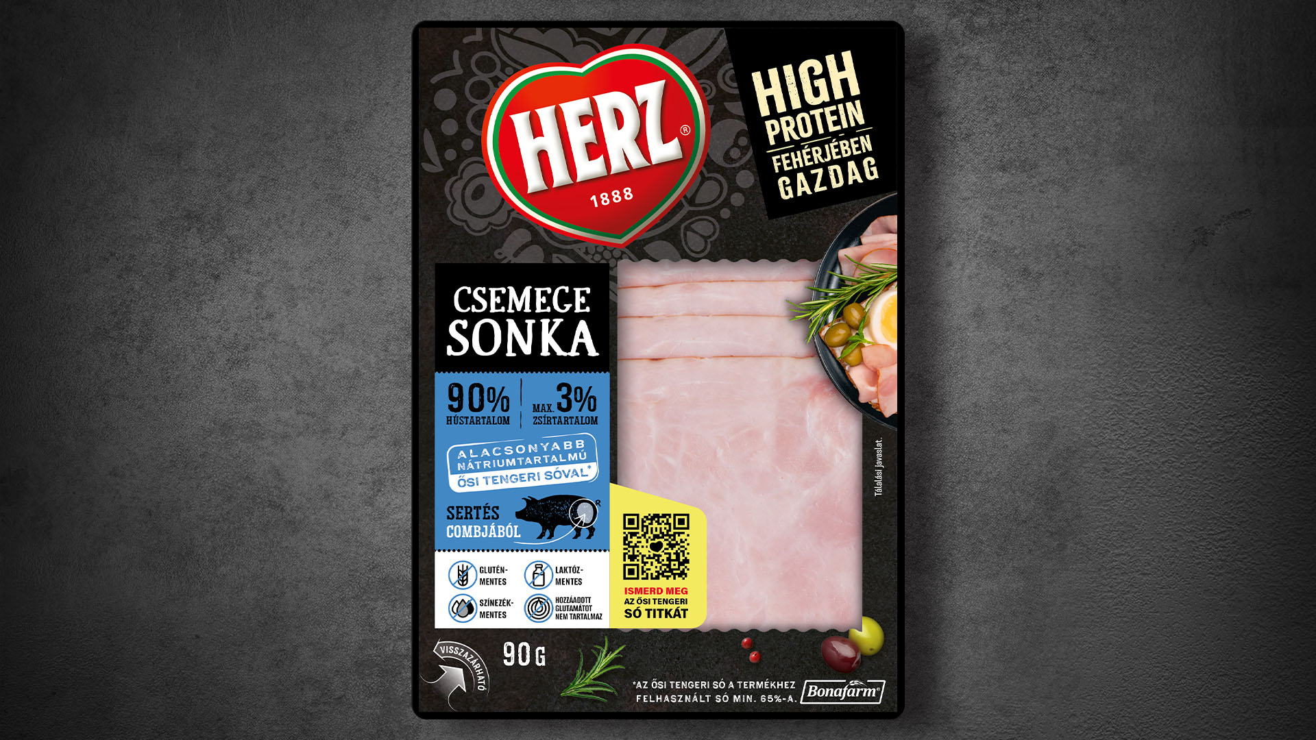 Herz csemege sonka tálcás csomagolása